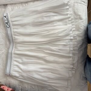 Alia White A-Line Pleated Skirt
